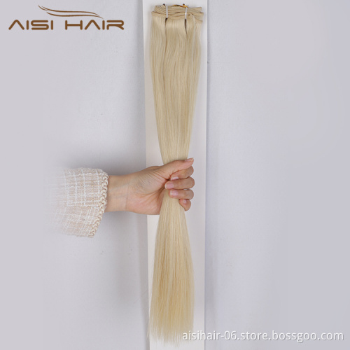 Aisi Hair 10A Brazilian Unprocessed Double Weft Blonde  Human Hair Bundles Double Drawn Human Hair Extension For Women